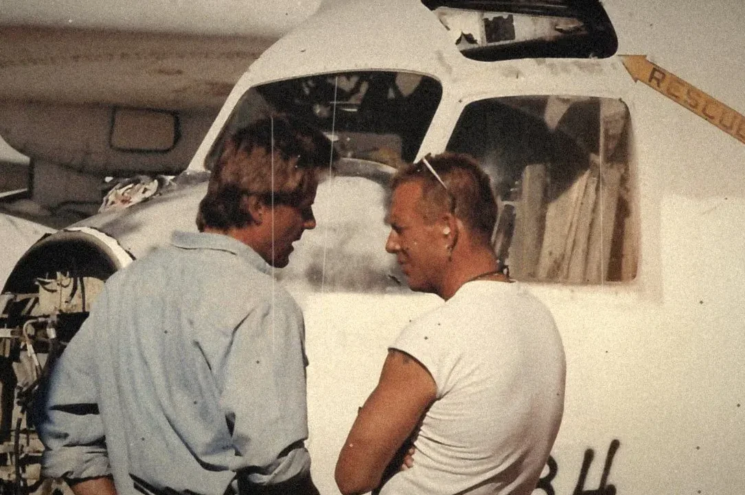 Between setups on Harley Davidson and the Marlboro Man
